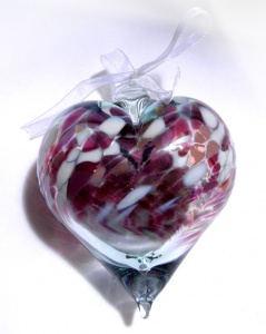 Blown Glass Hanging Mother's Day Heart - Handmade Mother's Day Gift